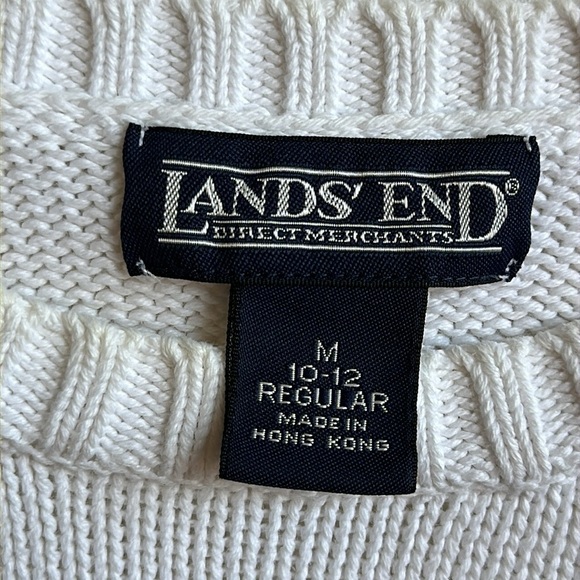 Lands’ End white 3/4-sleeve crew neck sweater, size M - Picture 4 of 7
